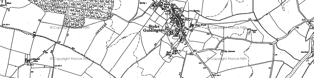 Old map of Stoke Goldington in 1899