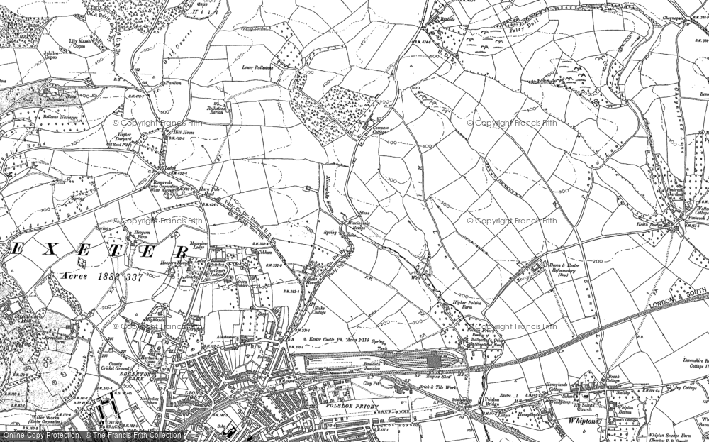 Old Map of Historic Map covering Polsloe in 1886