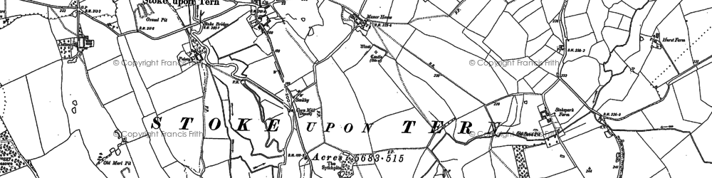 Old map of Stoke on Tern in 1880