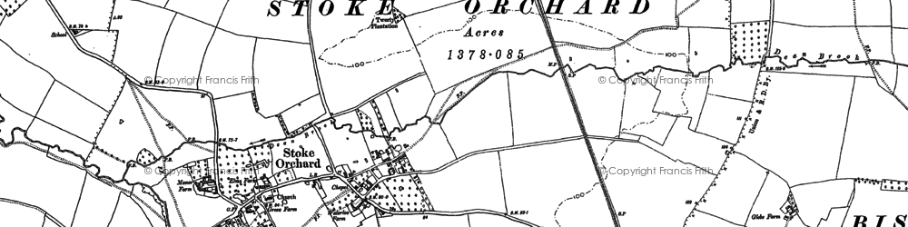 Old map of Stoke Orchard in 1883