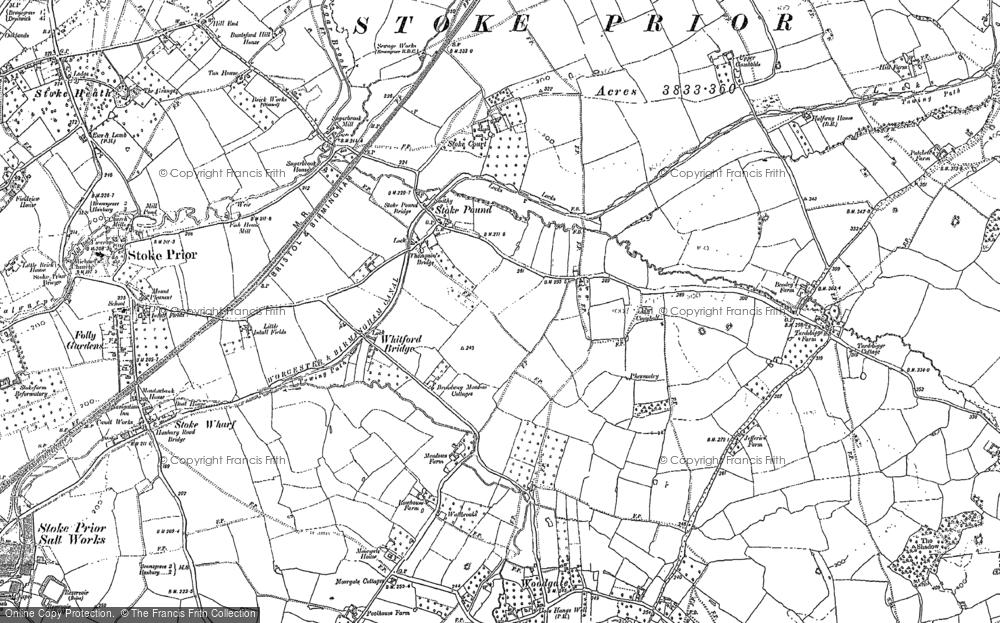 Old Map of Historic Map covering Whitford Bridge in 1883