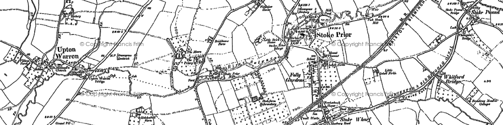 Old map of Stoke Prior in 1883
