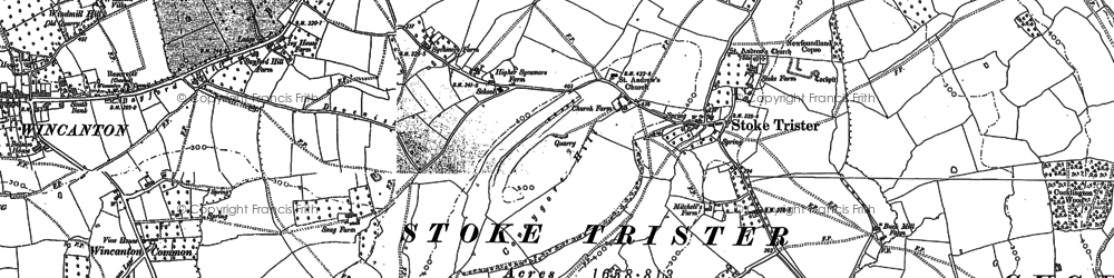 Old map of Stoke Trister in 1885