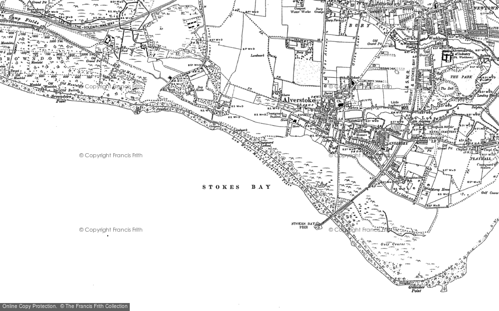 Old Map of Stokes Bay, 1907 in 1907