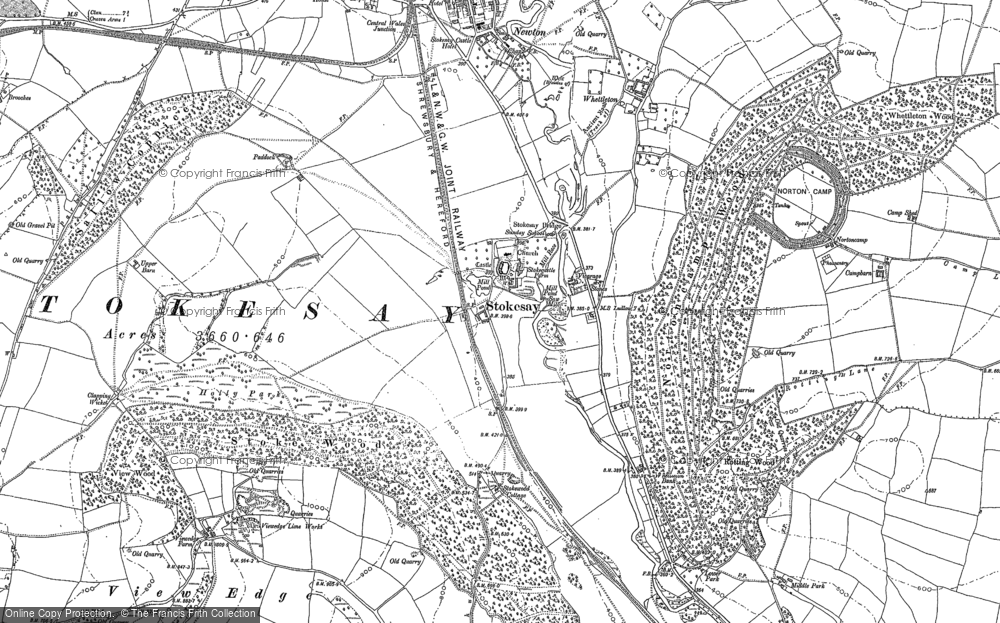Old Map of Stokesay, 1883 in 1883