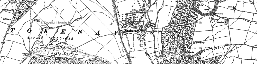 Old map of Stokesay in 1883