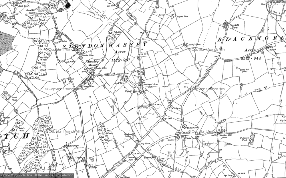 Old Map of Historic Map covering Tip's Cross in 1895