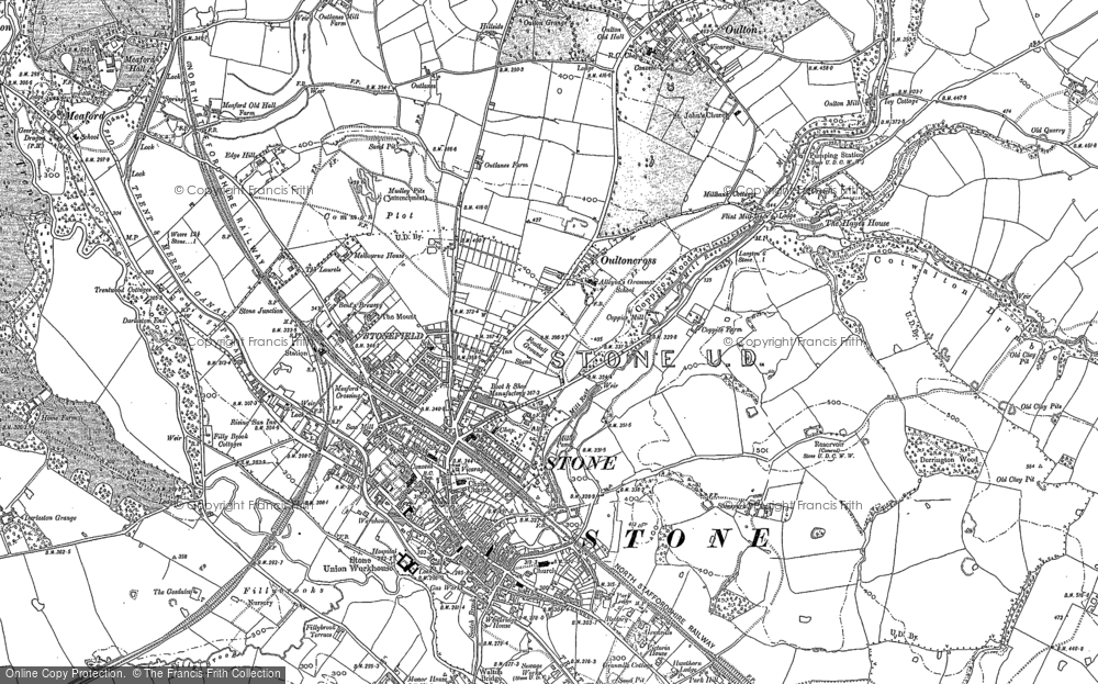 Old Map of Historic Map covering Oultoncross in 1879