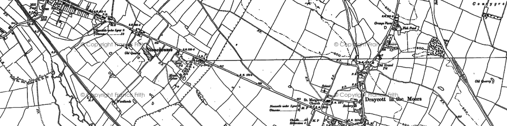 Old map of Draycott in the Moors in 1879