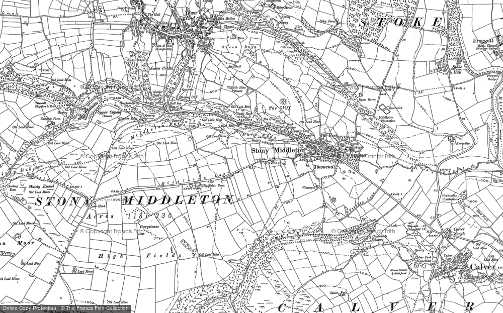 Old Map of Stoney Middleton, 1878 - 1880 in 1878