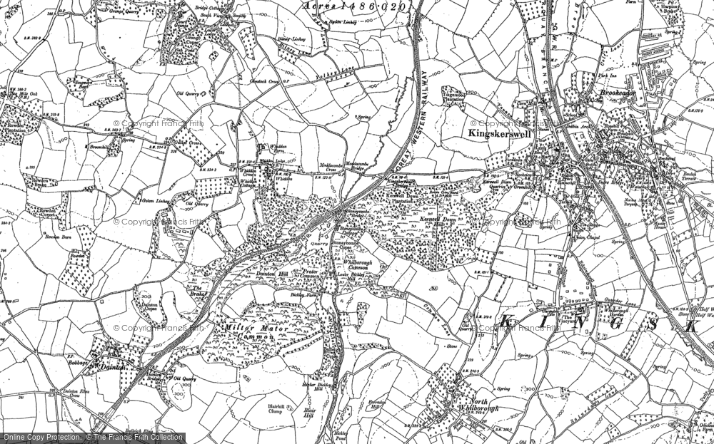 Old Map of Historic Map covering Whiddon in 1886