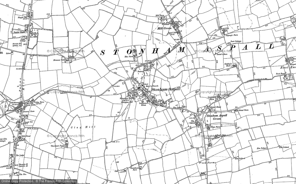 Old Map of Stonham Aspal, 1884 in 1884