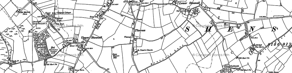 Old map of Stonnall in 1883