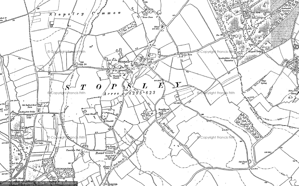 Old Map of Stopsley, 1879 - 1922 in 1879