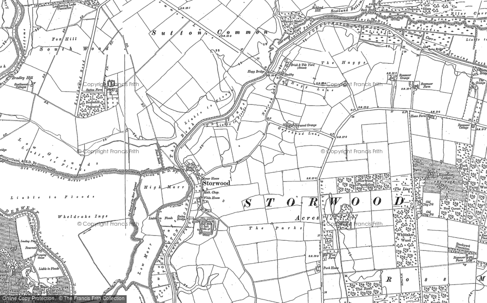 Old Map of Historic Map covering Broomhill Plantn in 1890