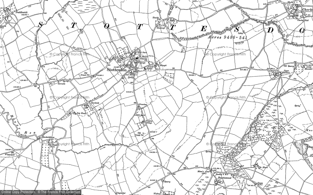Old Map of Stottesdon, 1883 in 1883