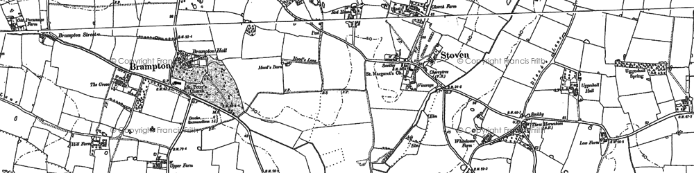 Old map of Stoven in 1883