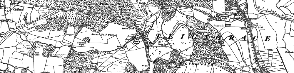 Old map of Stover School in 1887