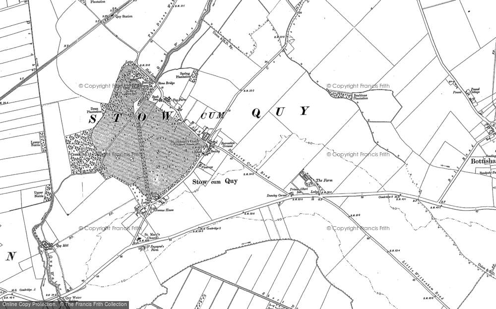 Old Map of Stow cum Quy, 1885 - 1886 in 1885