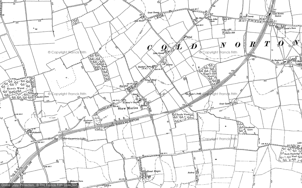 Old Map of Stow Maries, 1895 in 1895
