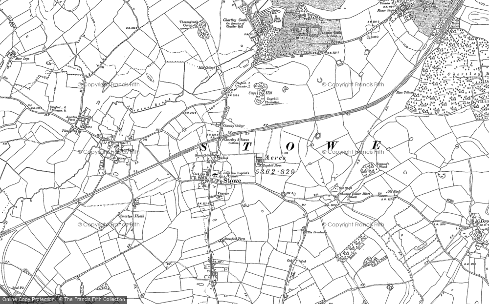 Old Map of Historic Map covering Chartley Hall in 1881