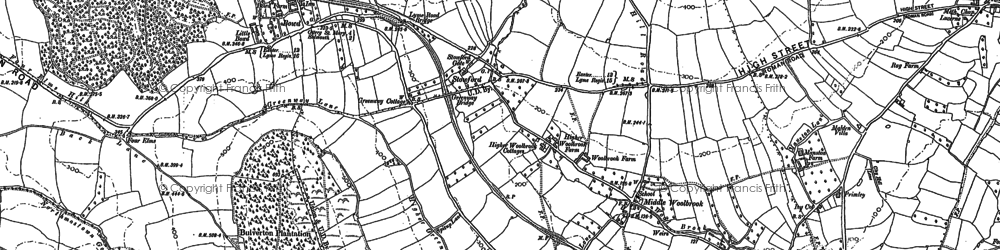 Old map of Stowford in 1888