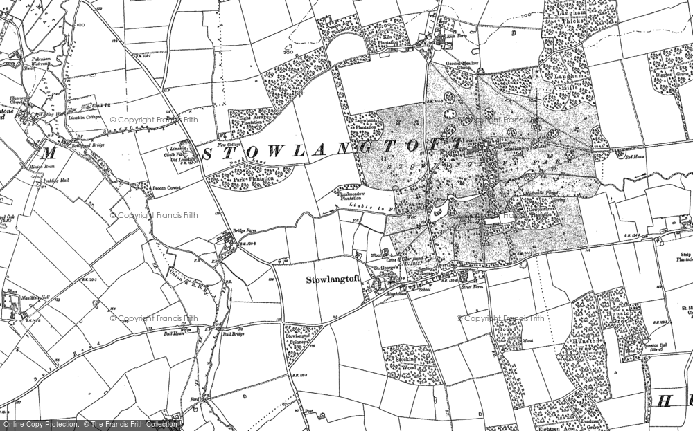 Old Map of Stowlangtoft, 1883 in 1883