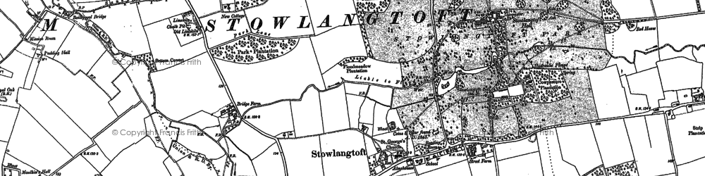 Old map of Stowlangtoft in 1883