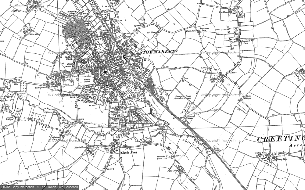 Old Map of Stowmarket, 1884 in 1884