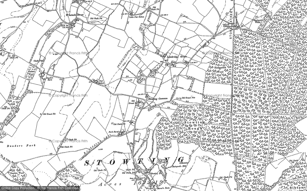Old Map of Historic Map covering Lymbridge Green in 1896