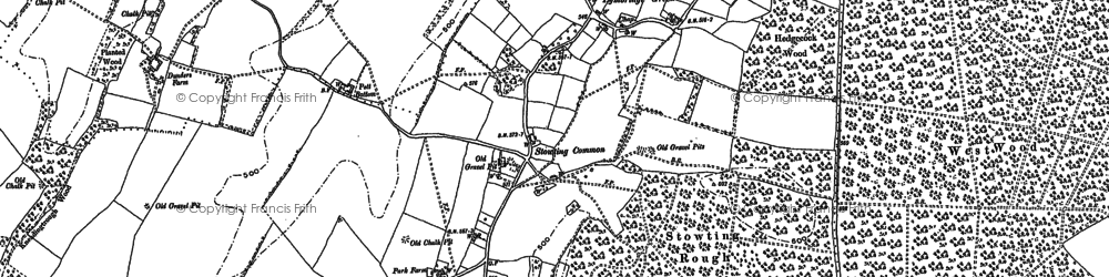 Old map of Stowting Common in 1896