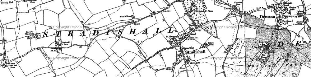 Old map of Stradishall in 1884