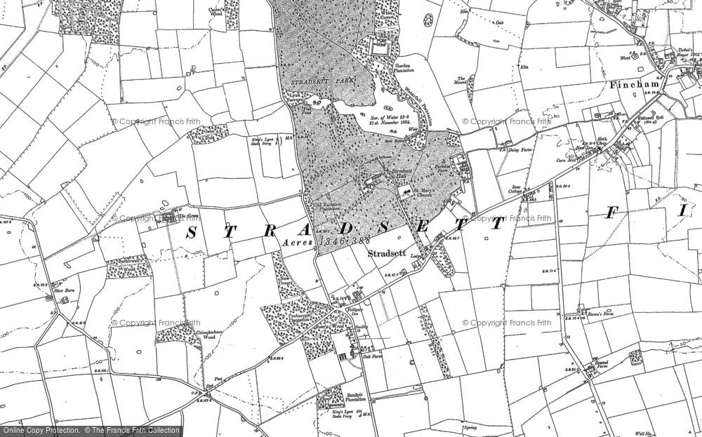 Old Map of Stradsett, 1884 in 1884