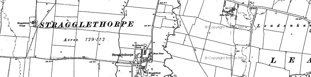 Old map of Stragglethorpe in 1886