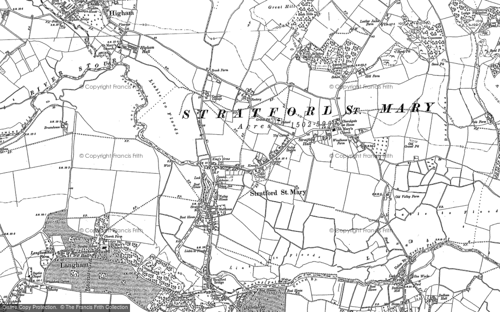 Old Map of Stratford St Mary, 1884 - 1896 in 1884