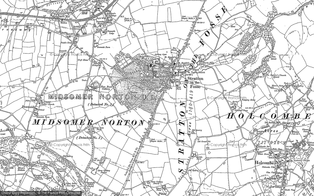 Stratton Fosse S Ashwick Holcombe old map Somerset 1904: 29SW repro 