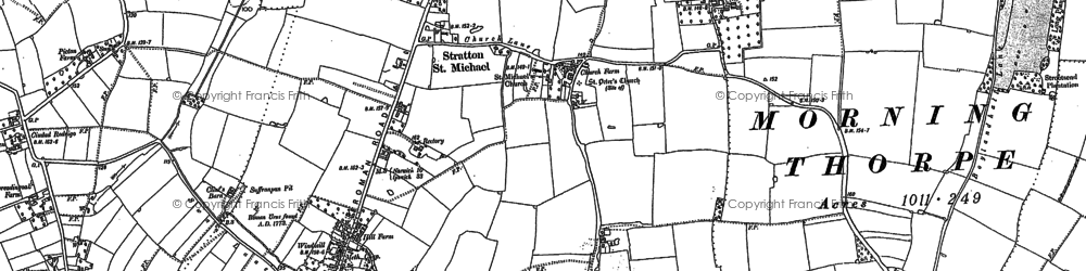 Old map of Stratton St Michael in 1881