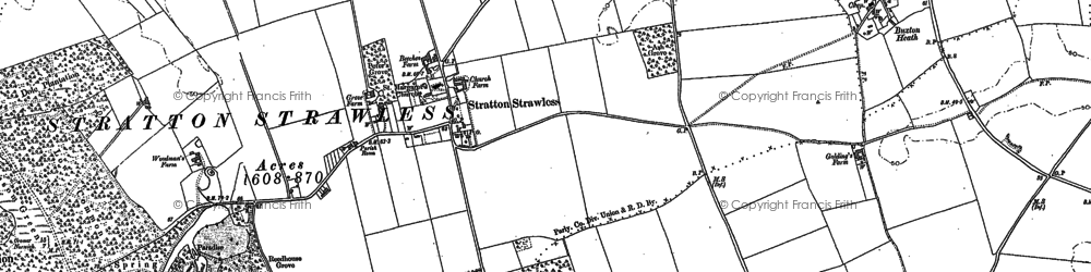 Old map of Stratton Strawless in 1882
