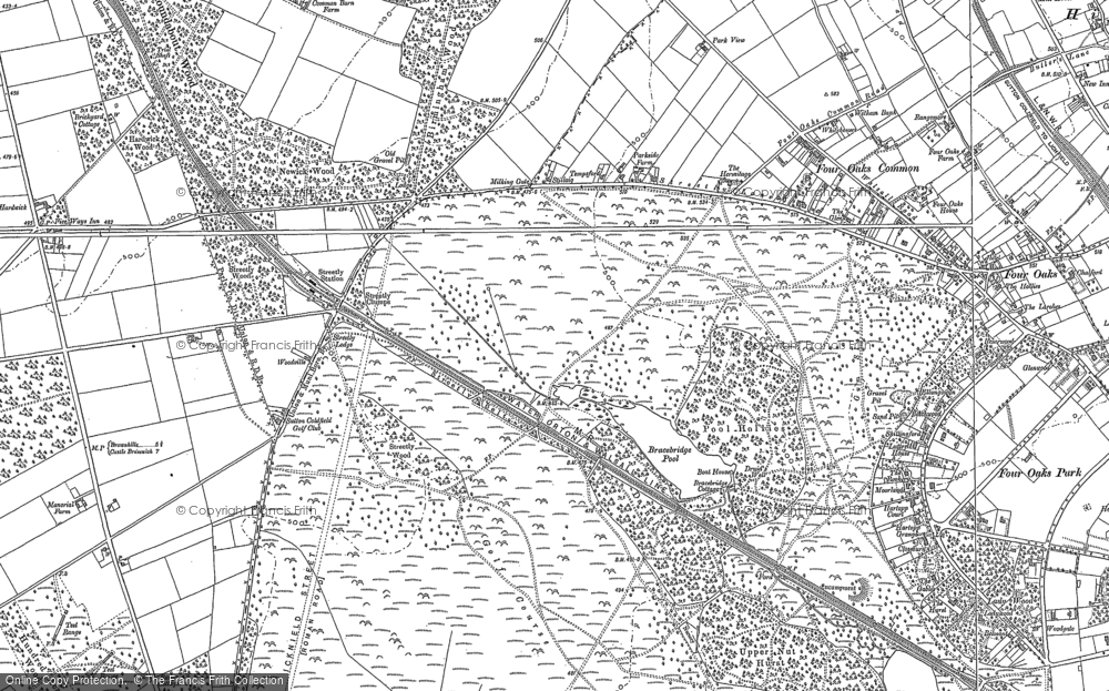 Old Map of Historic Map covering Bracebridge Pool in 1883