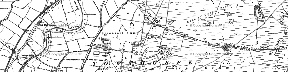 Old map of Strensall Camp in 1891