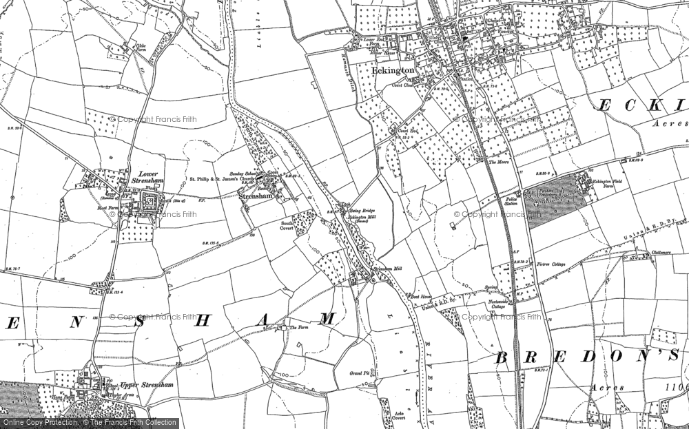 Old Map of Strensham, 1884 in 1884