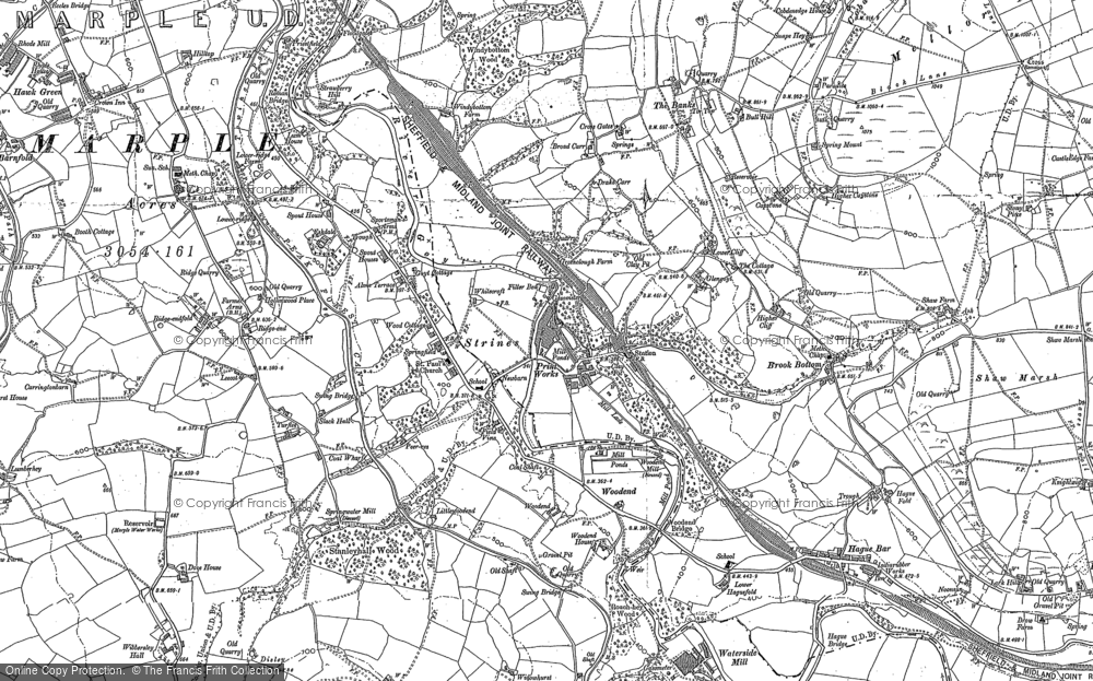 Old Map of Historic Map covering Brook Bottom in 1896