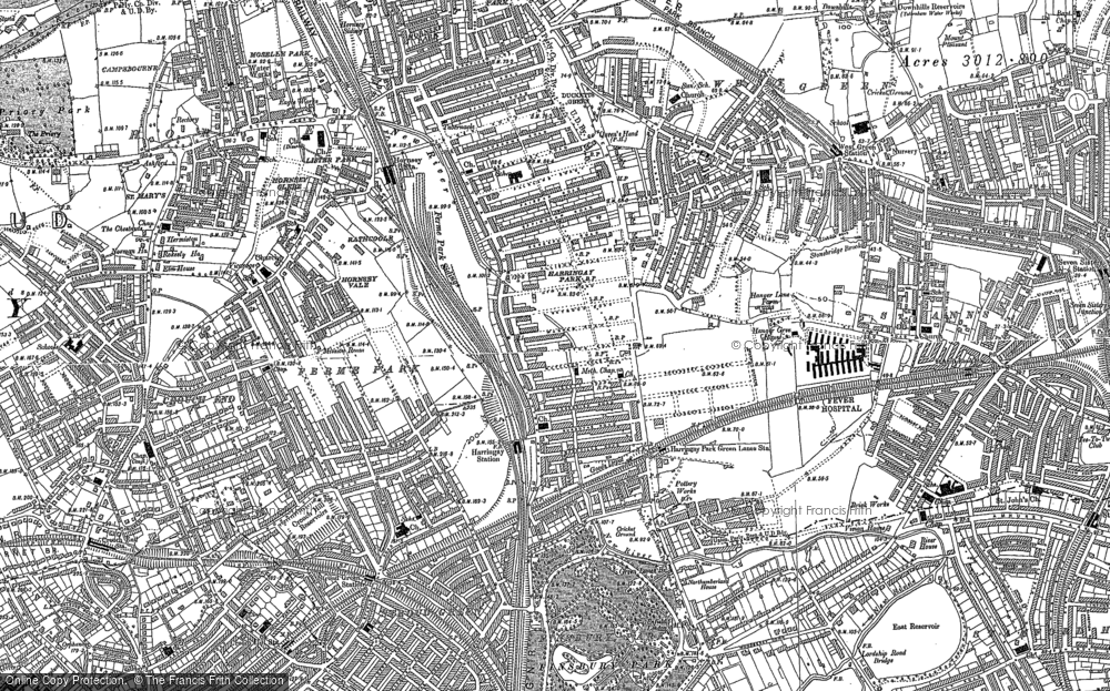 Old Map of Historic Map covering South Tottenham in 1894