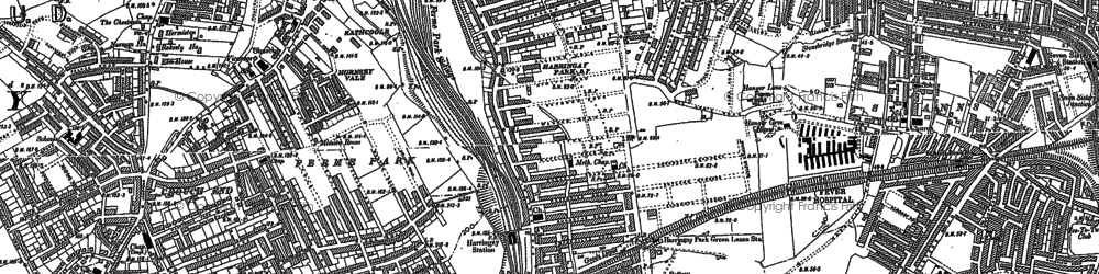 Old map of Harringay in 1894
