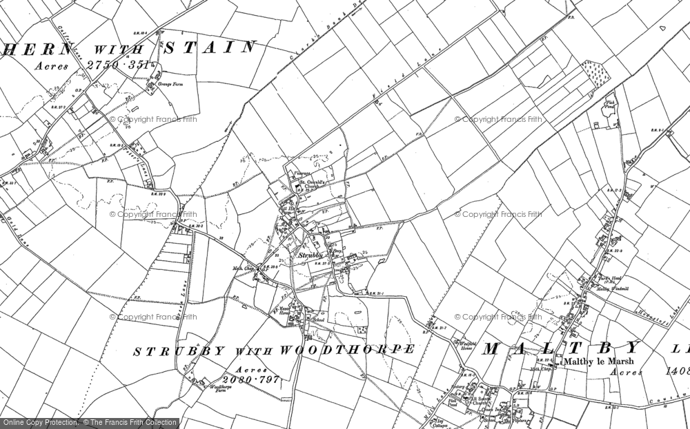 Old Map of Strubby, 1887 - 1888 in 1887