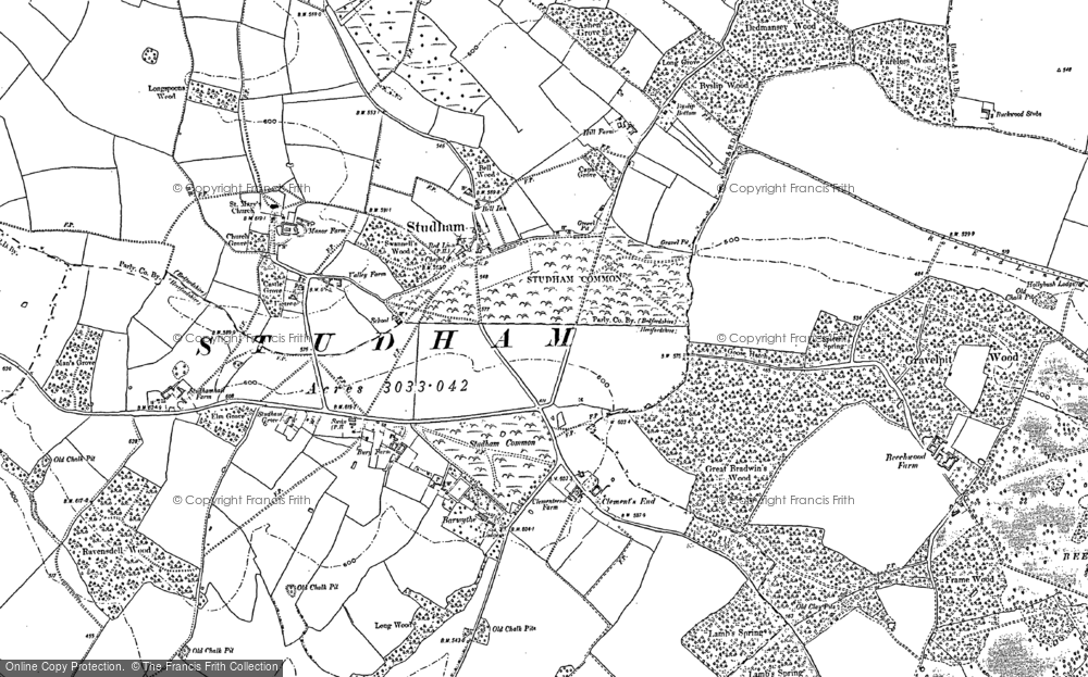 Old Map of Studham, 1900 in 1900