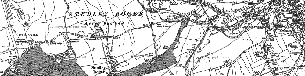 Old map of Studley Roger in 1890