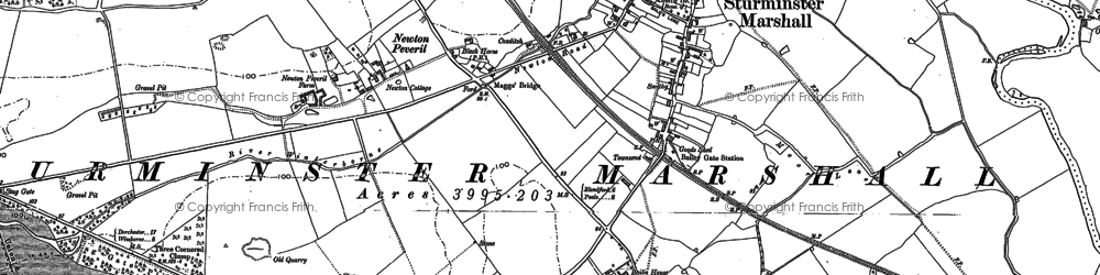 Old map of Newton Peveril in 1887