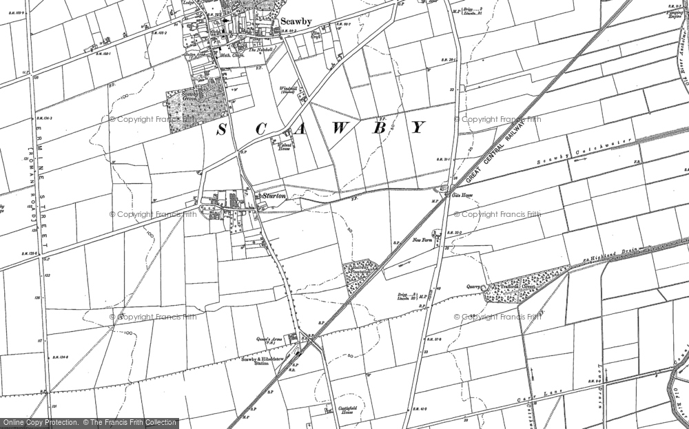 Old Map of Historic Map covering Ermine Street (Roman Road) in 1885