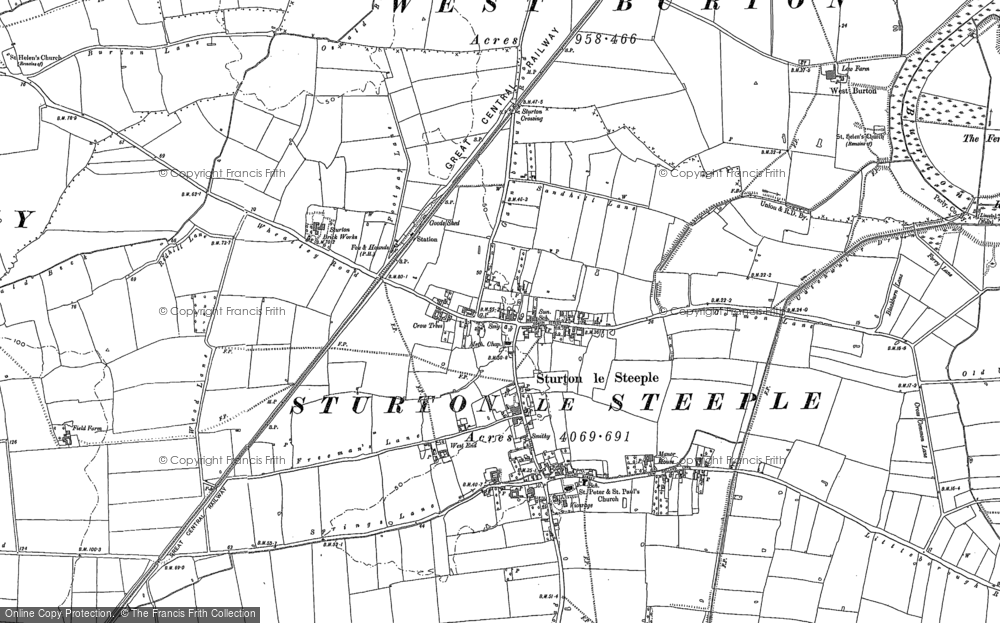 Old Map of Sturton le Steeple, 1898 in 1898